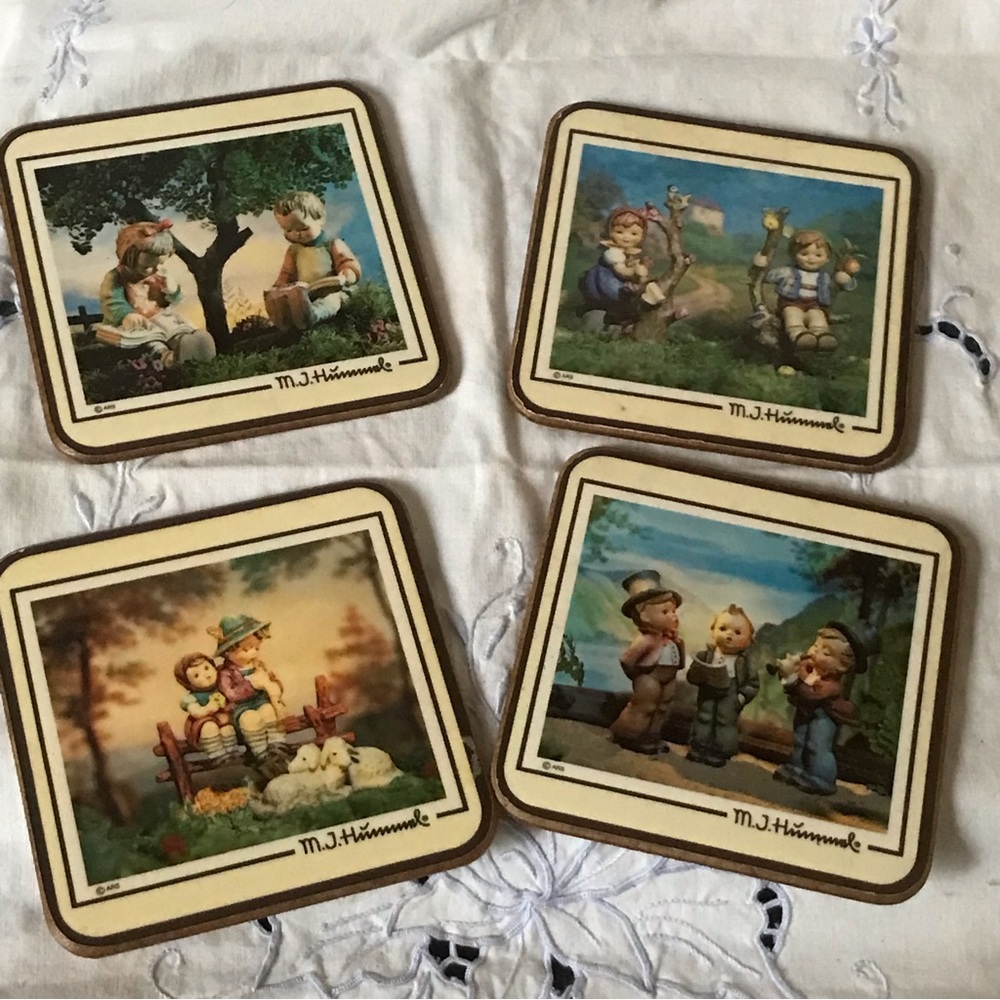 Hummel Coasters Cork Back Coasters - Set of 4 Hummel Coasters - 1986 3D images